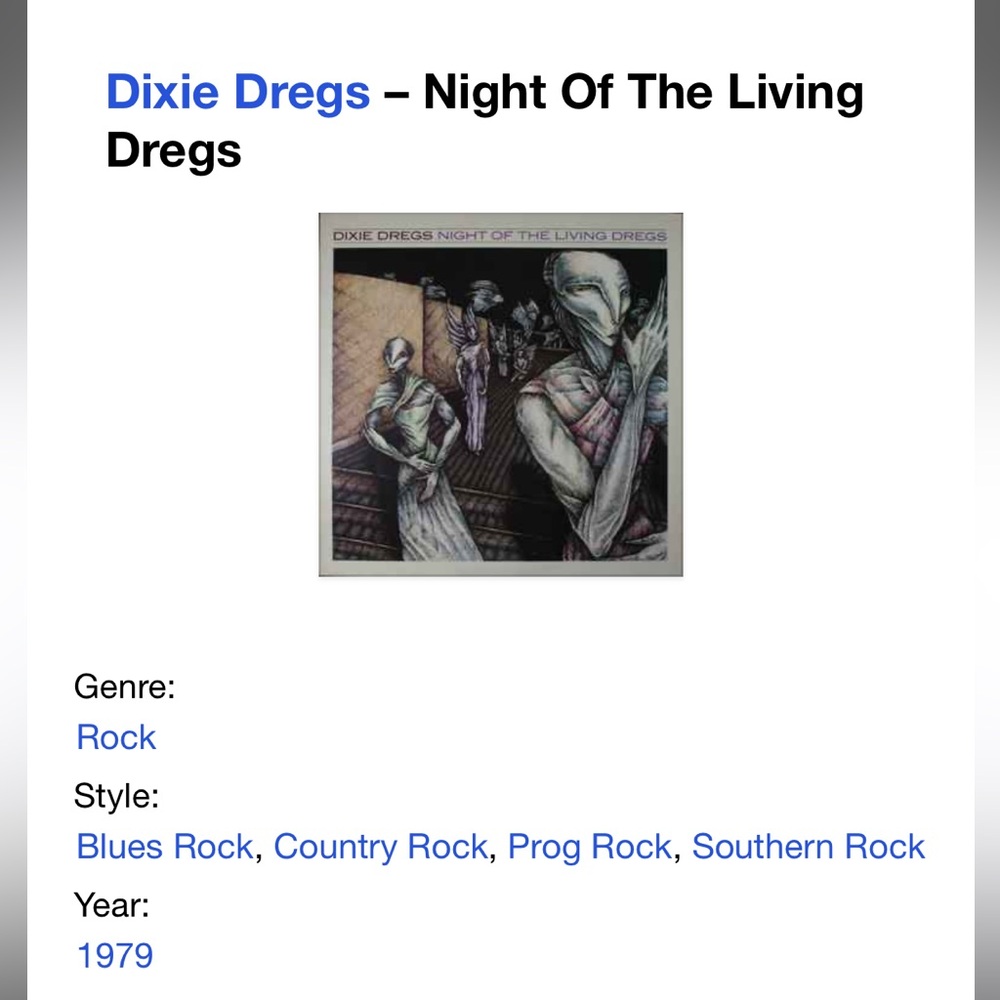 Dixie Dregs Night Of The Living Dregs Album Vinyl